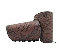 Brassards Viking Odin Rune en Cuir Gaufré, Gantelet LARP Médiéval, Bracelet Manchette Rétro Nordique pour Homme Femme Garçon (Brun)