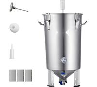 Brasseur de bière en acier inoxydable 30 L - Fermenteur de bière & seau de brassage - Accessoires de brassage à domicile avec pied - Chaudière-soupe avec couvercle, poignée, soupape et robinet de sout