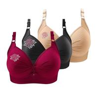 Brassière Ado Lot de 3 soutiens-gorge de sport pour femmes 2024 Soutien-gorge confortable à col en V sans armatures Bretelles réglables Soutiens-gorge doux et respirants Bustier Gainant (Gold, XXXXXL)