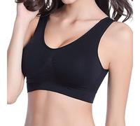 Brassière Ado Soutien-Gorge de Sport de Yoga à Impact élevé avec Compression Douce pour Femmes, Soutien-Gorge de Fitness Grande Taille Menstruelle Heavy (Black, L)