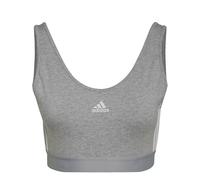 Adidas Top de sport Essentials 3-Stripes Rembourrage amovible Gris chiné/Blanc XS Femme
