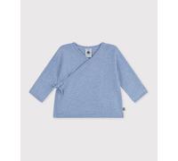 Brassière bébé cache-caur en tricot laine et coton ajouré Petit Bateau - bleu - Taille 1 mois 1M bleu clair