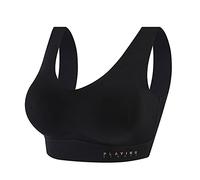 Brassière Coton Bio Rail pour Femmes Ice Silk Back Sports Sommeil Soutien Gorge en Latex sous vêtements Sportive(Le Noir,L)