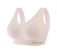 Brassière Coton Bio Rail pour Femmes Ice Silk Back Sports Sommeil Soutien Gorge en Latex sous vêtements Sportive(Beige,L)