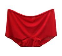 Brassière Course Pied Unie Respirant Microfibre Mémoires Taille Haute Glace Soie Culotte sans Couture pour Les Femmes Legging Jean Coton(Rouge,Taille Unique)