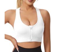 Brassière de Sport Femme à Dos Nageur Fermeture Éclair Devant sans Armatures Brassière de Compression avec Maintien Post-Opératoire
