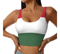 Brassière de sport imprimée drapeau de la Hongrie pour femme, compression, évacuation de l'humidité, soutien-gorge de sport à fort impact pour femme, noir, Taille XL