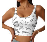 Brassière de sport pour femme à soutien élevé - Débardeur d'entraînement pour femme lézard serpent tortue crocodile doux athlétique court, noir, Taille S