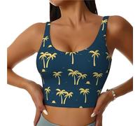 Brassière de sport pour femme, haut court d'entraînement Palm tree_AK pour femme, Noir/blanc, XL