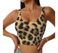 Brassière de sport pour femme, imprimé léopard rugueux, idéal pour le yoga, la course à pied, le fitness, Noir , L