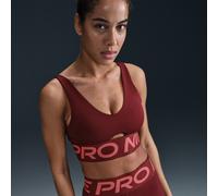 Brassière de sport rembourrée à maintien normal Nike Pro Indy Plunge pour femme Dark Team Red/Magic Ember/Blanc XXL