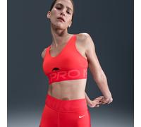 Brassière de sport rembourrée à maintien normal Nike Pro Indy Plunge pour femme Light Crimson/Ember Glow/Blanc M