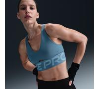 Brassière de sport rembourrée à maintien normal Nike Pro Indy Plunge pour femme Smokey Blue/Denim Turquoise/Blanc S
