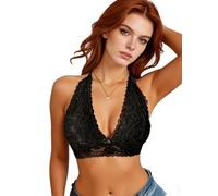 Brassière dos nu en dentelle florale pour femme non rembourrée sans armatures avec fermeture à crochet et œillet dans le dos