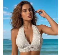 Brassière dos nu en dentelle florale pour femme non rembourrée sans armatures avec fermeture à crochet et œillet dans le dos