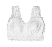Brassière en dentelle pour femme | Brassière noire en dentelle avec fermeture éclair sur le devant | Soutien-gorge de sport long sans armatures, rembourré pour le yoga, la gym, la course à pied,