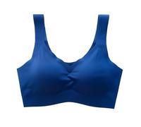 Brassière en dentelle sans couture en soie glacée pour femme, confortable, sans fil, guirlande de sport avec lumières en coton, bonnet complet, grande taille, travail, bureau, quotidien, bleu, XL