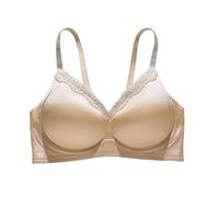 Brassière en satin en dentelle française pour femme avec petite poitrine froncée bonnet fixe d'été fin avec dentelle blanche, noire et rouge, soutien-gorge de sport confortable pour femme, beige, XXL