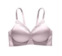 Brassière en satin en dentelle française pour femme avec petite poitrine froncée bonnet fixe d'été fin avec dentelle blanche, noire et rouge, soutien-gorge de sport confortable pour femme, violet, XL