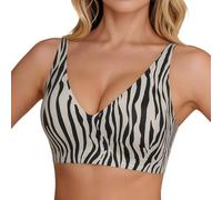 Brassiere Femme sans Armature- Soutien Gorge sans Couture à Double Boutonnage Ajustable à Imprimé Léopard Basique