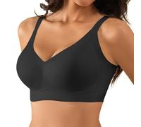 Brassiere Femme,Soutien Gorge Push Up sans Armature,Soutien-Gorge sans Coutures à Armatures et Bandes latérales en gelée, sans Rembourrage, pour Un Maintien Confortable. (Black, L)