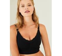 Brassière grossesse et allaitement sans coutures détail dentelle noir XL