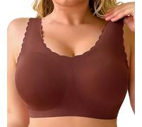Brassiere Sport, Brassière Femme sans Couture T-Shirt Basique Grande Taille Bordé De Dentelle Confort Optimal Couvrance Totale à Armatures Modèle Basique pour Tous Les Jours