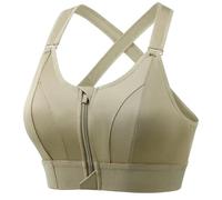 Brassiere Sport Femme,Brassière Femme Sport Soutien-gorge de sport ajustable à fermeture éclair sur le devant, soutien-gorge de yoga antichoc sans armatures de style gilet avec dos croisé(Green,XXL)