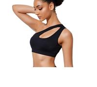 Brassiere Sport Femme,Brassière Femme Sport Soutien-gorge de sport push-up for femme, asymétrique épaule dénudée, résistant aux chocs, for le yoga, la course à pied, le yoga, noir et blanc(Black,S)