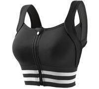 Brassiere Sport Femme,Brassière Femme Sport Soutien-gorge de sport zippé for femme, couverture complète, rembourré et amovible, antichoc, sous-vêtements de yoga, de course à pied, de fitness(Black,L)