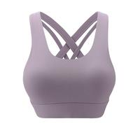 Brassiere Sport Femme Col en U- Soutien Gorge Push Up Antichoc à Dos Croisé Élasticité Couleur Unie sans Couture Lingerie Classiques Confortable Respirante Bralette pour Yoga Fitness Bra