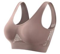 Brassiere Sport Femme Dos Bas en U Fermeture Devant Elégant Soutien-Gorge de Compression Lastique Couleur Pure Ultra Fin Soie glacée Brassière pour Le Jogging Yoga