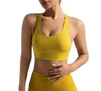 Brassière Sport Femme Dos Croisé Bretelles, sans Armatures, Soutien Haut, Seamless Racerback avec Coques Amovibles