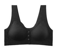BrassièRe Sport Femme Femmes Sexy Bouton Avant façonnage Tasse bandoulière Grande Taille Soutien-Gorge à Armatures(Black,XXL)