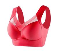 Brassiere Sport Femme Grande Taille Soutien Gorge sans Armature Brassière Push up Femme Bra Maintien Fort Forte Poitrine Confort Respirant Vêtements Grossesse sous Vetement (Red, XXXL)