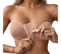 Brassiere Sport Femme Maintien Fort Soutien-Gorge Confortable et élégant à Fermeture Frontale avec Plusieurs Crochets pour Un Usage Quotidien(Beige,L)