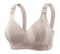 Brassiere Sport Femme Maintien Fort Soutien-Gorge Push-up en Dentelle sans Armatures pour Femme,Confortable et Respirant,à Quatre Boutons(Khaki,38)