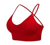 Brassiere Sport Femme sans Armature Grande Taille Corset Croisée Dos Soutien Gorge Dos NNu Confortable Sexy sous-Vêtements Running Jogging Yoga Fitness Fashion Top Haut (Red, M)