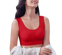 Brassiere Sport Femme sans Armature Push up sous-Vêtements sans Couture pour Femmes Beauté Anneau en Acier Sport Rassembler Gilet Grande Taille Mince Soutien-Gorge Wmbra Soutien-Gorges (Red,L)