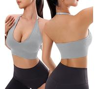 Brassiere Sport Femme Sexy Dos Nu Soutien Gorge de Sport sans Armature Confort Push Up Brassière Femme Crop Top Bustier Coussinets Réglable Soutien Gorge Fitness Yoga Bra