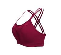 Brassiere Sport Femme Soutien Gorge sans Armature sous Vetements Feminins Soutien Gorge Push Up Brassière Respirant Bra Top Yoga Bralette sous-Vêtements de Sport 2025 Mes Commandes Passées Vin M
