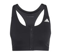 Adidas Optime Essentials Workout Zip-front Medium Impact Sports Bra Noir XS Femme