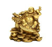 BRASSTAR 11,4 cm (H) Ruyi Bouddha Rieur et Tortue-Richesse, Bonne Fortune, Statue de Bouddha santé pour décoration de Bureau à Domicile PTZY062