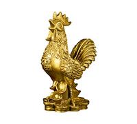 BRASSTAR Brass 3.5''(H) Auspicious Rooster Statue Ingots Wealth Feng Shui Sculpture Home Office Chinese Zodiac Decorative Ornament Business Gift Collection PTZY045