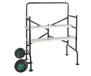 BRAST Echafaudage Echafaudage roulant 140 x 78,5 x 135cm, 2 plates-formes, charge 150kg très stable et sécure : Catégorie A, poids 21 kg, 2 roues d’air, en acier - pour l´interieur et l´exterieur