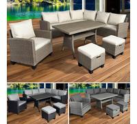 BRAST Hacienda - Ensemble de meubles de jardin - Jusqu'à 10 personnes, plusieurs couleurs - Avec coussin et housse - Certifié TÜV - Meubles de salon d'extérieur - Marron/beige
