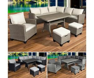 BRAST Hacienda - Ensemble de meubles de jardin - Jusqu'à 10 personnes, plusieurs couleurs - Avec coussin et housse - Certifié TÜV - Meubles de salon d'extérieur - Marron/beige