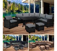 BRAST Salon de Jardin 8 Places (8-9), Hacienda en Noir/Gris très Fin et Confortable, résist, lav.