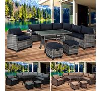 BRAST Salon de Jardin Bas 8-9 Places Hacienda en Gris/Anthracite - Jusqu'à 10 Places