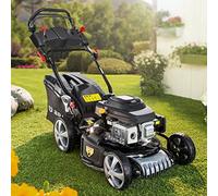BRAST Tondeuse Thermique tractée démarrage électrique 170ccm 3,5kW (4,76 CV) 46 cm Coupe 30-80, Vitesse d'entraînement Triple réglable 60 l Moteur 4 Temps, 4en 1, châssis en tôle d'acier